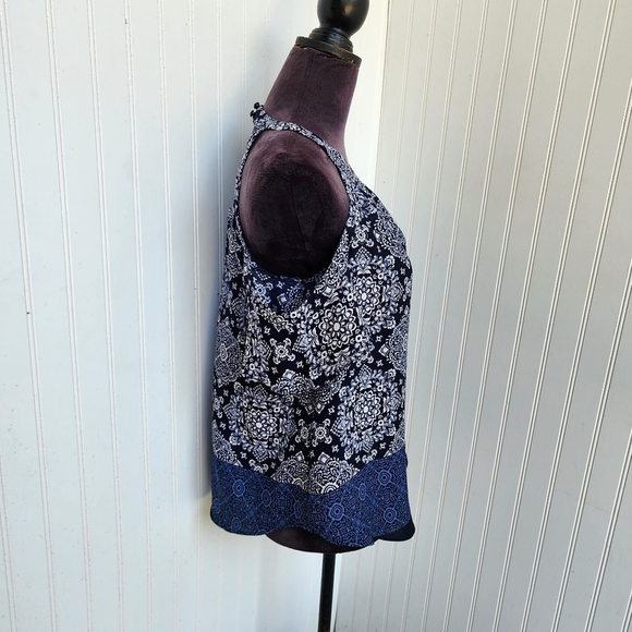 Iz Byer Blouse Top Womens Multi Floral Cold Shoulder Sleeve Halter Neck Blue S - Picture 4 of 11